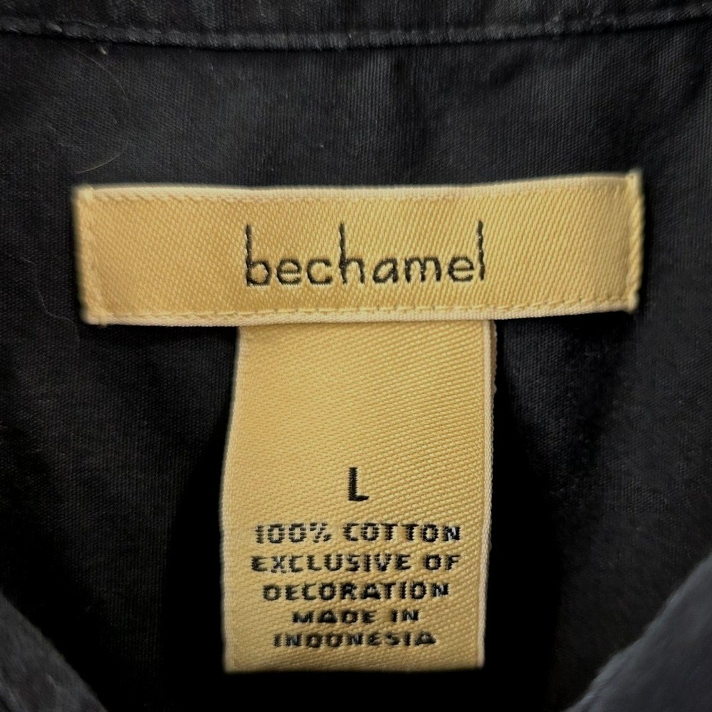 Bechamel Cotton Embroidered Daisy Button Up Shirt 3/4 Sleeve Womens Large Black‎ - Picture 5 of 8